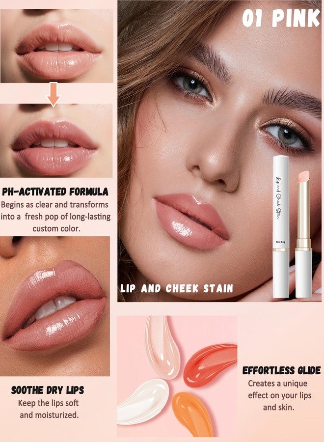 LYSdefeu PH Color Changing Lipstick, Waterproof Temperature Color Change Lip Balm, Multi-Use Lip and Cheek Tinted Lip Gloss, Long-Lasting Hydrating Moisturizing Lip Tint, Festival Makeup Gift for Women-01 Pink - Image 2